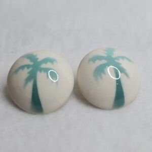 Vintage 1960's Palm Tree Hand Painted Post Earrings